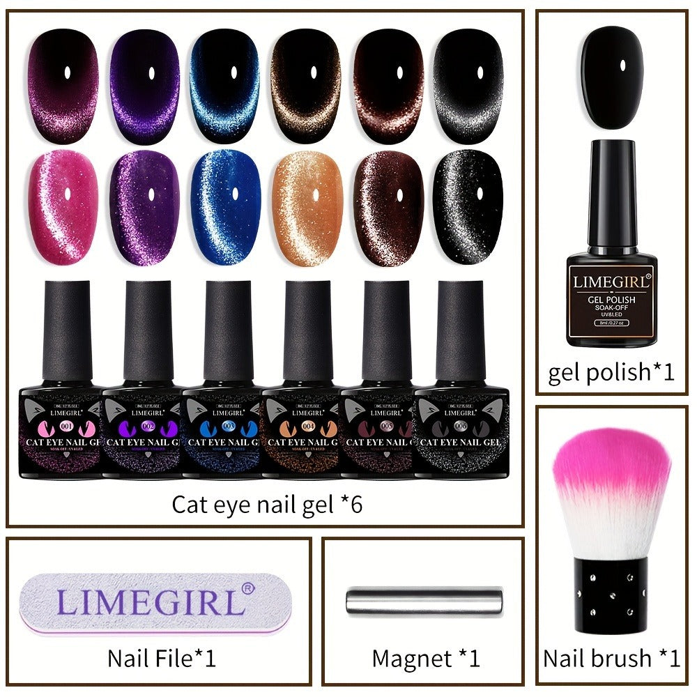 Cat Eye Gel Polish 8ml Holographic Chameleon Flash — Magnetic Sand 3D Color-Shifting Semi-Permanent UV LED Gel Varnish for Salon & Home DIY Nail Art, Gift for Women