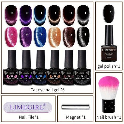 Cat Eye Gel Polish 8ml Holographic Chameleon Flash — Magnetic Sand 3D Color-Shifting Semi-Permanent UV LED Gel Varnish for Salon & Home DIY Nail Art, Gift for Women
