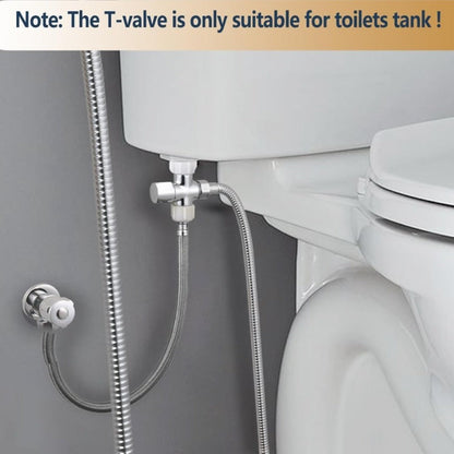Toilet T-Adapter Diverter Valve with Shutoff - 304 Stainless Steel G7/8 American Thread, Chrome Finish, O-Ring & Mesh Filter Included, No Electricity Required, Universal Toilet Accessory