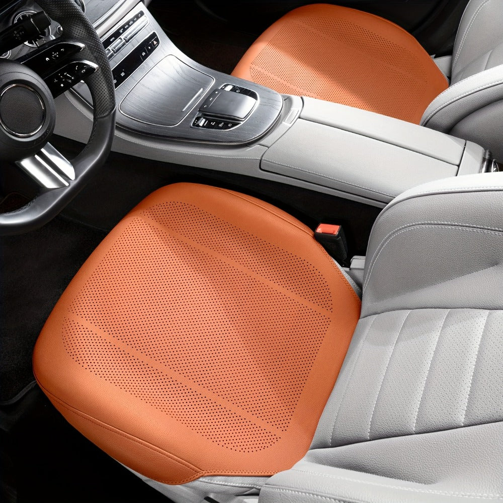 Nappa Leather Car Seat Cushion Full Surround – Non-Slip Breathable All-Season Seat Pad, Front & Rear Universal Fit for Cars SUVs, Luxury Interior Seat Cover