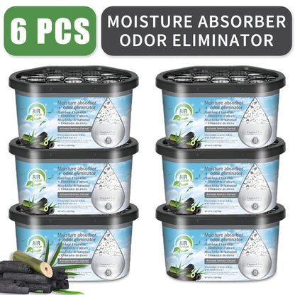 Moisture Absorber Dehumidifier Box 6-Pack – Odor Eliminator & Humidity Controller for Closet, Bathroom, Kitchen, Pantry, Boat & RV – Lavender Vanilla, Fresh Linen, Jasmine Blossom, Bamboo Charcoal