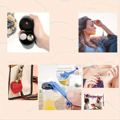 Rhinestone Keychain Set for Women 13-Piece – Safety Gadgets with Window Breaker Whistle Hand Sanitizer Holder Perfume Bottle Beaded Bracelet PU Tassel, Holiday Birthday Gift Box
