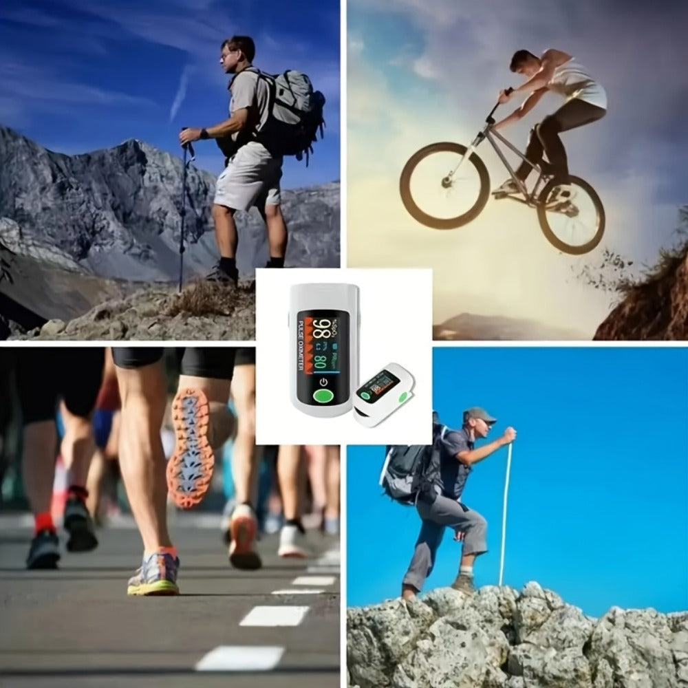 Fingertip Pulse Oximeter Blood Oxygen Monitor – SpO2, Heart Rate & Perfusion Index Display, Digital Finger Clip O2 Meter for Home Use & Sports, Batteries Included