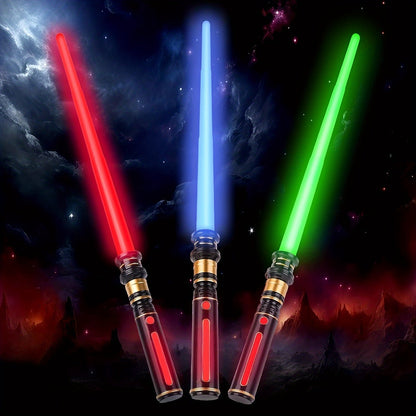 Light Up Sword for Kids 3 Pack Red Blue Green – LED Light Saber with Sound Effects & Expandable Blade for Cosplay Halloween Costume Dress Up Birthday & Christmas Gift for Boys & Girls Ages 4+