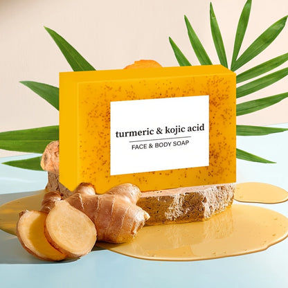 Turmeric Soap Handmade Bar – Lemon, Quercetin & Vitamin E Natural Soap with Olive Oil, Deep Cleansing & Moisturizing, Brightening Body & Face Wash Soap, Turmeric Shampoo Bar for All Skin Types