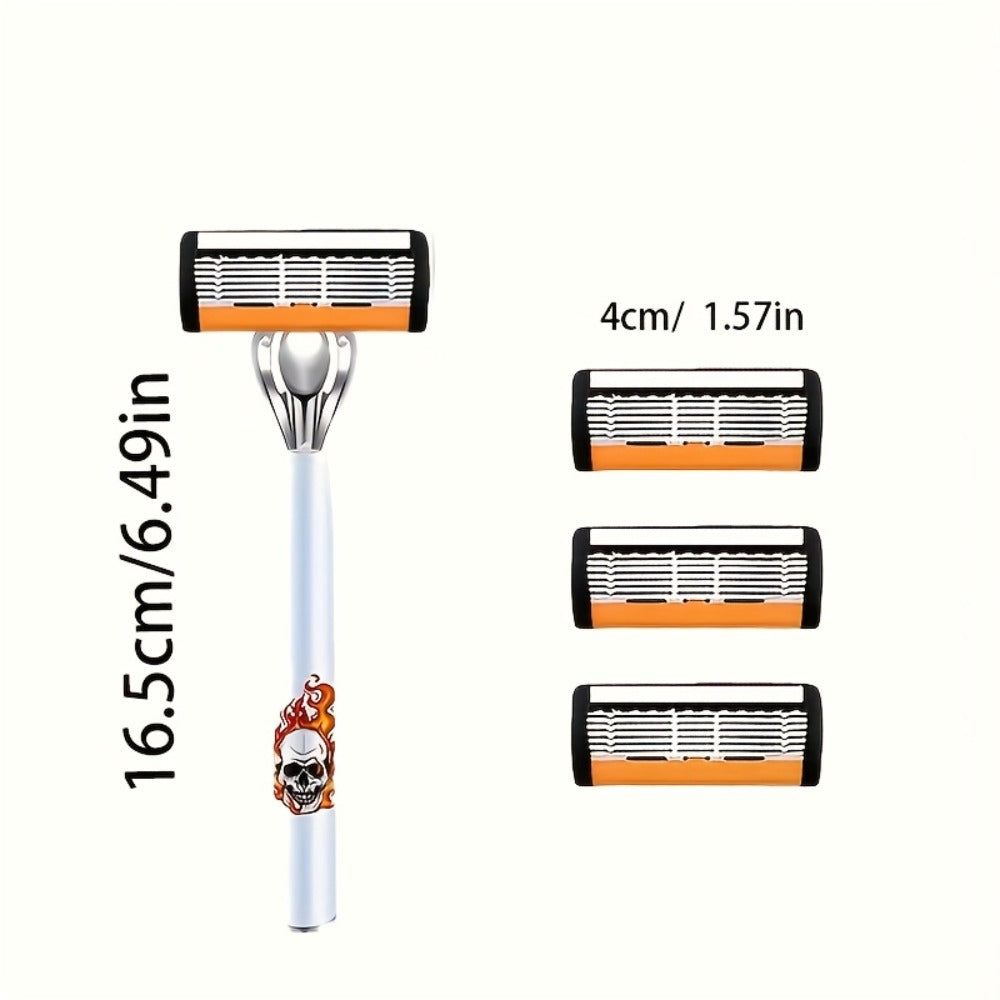 Men's Razor 6-Layer Blade 72 Replaceable Blades 2 Anti-Slip Handles – Ultra-Sharp Cartridge Shaver for Close Smooth Shave Face Beard Body Daily Travel Business Trip Grooming Gift Set for Men