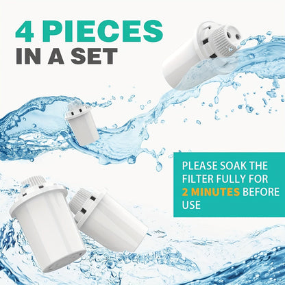Pet Water Fountain Replacement Filter 4-Pack – 7-Layer Vertical Filtration + Silent Pump with Low-Water Red Light Alert, Fits D2341 D2223 D2322 D2340