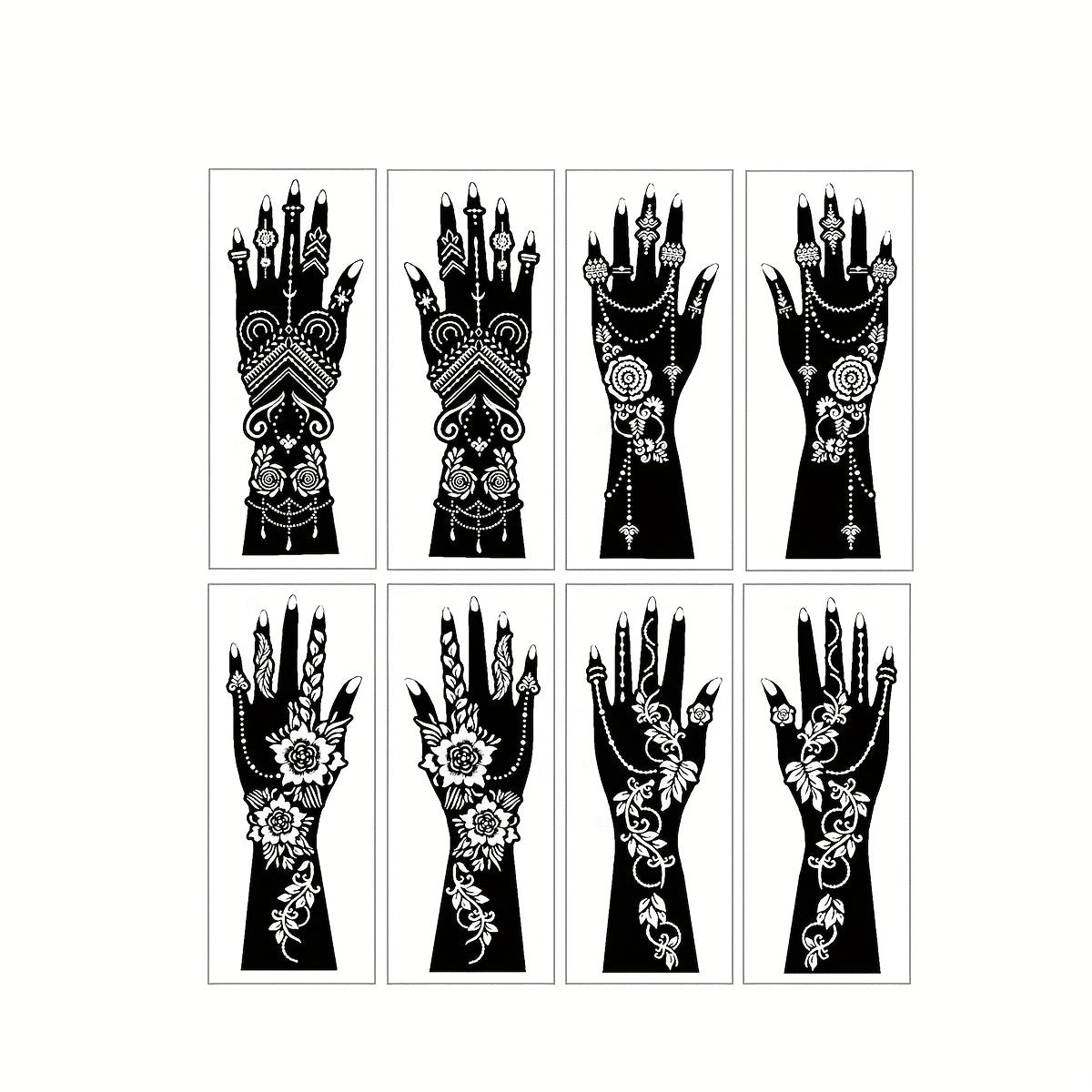 Temporary Tattoo Stencil Set 8 Sheets Reusable Hollow Floral Body Art Stencils for Airbrush Spray Paint Arms Hands Forearms Valentine Wedding Party Festival Gift Women