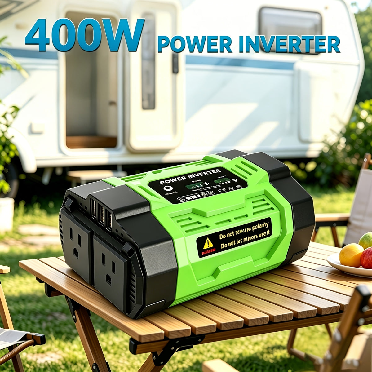 1000/500W Portable Power Inverter 12V DC to 110V AC Converter Featuring Stable Output And A Rugged, Durable Design Comes Without A Battery And Is Equipped with An LCD Display 2 Universal Outlets 2 USB Ports 2 Type-C Ports Home Outdoor RV Camping Use
