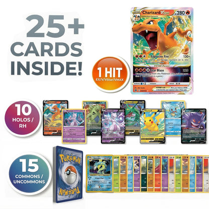 Pokemon Mystery Pack 26 Cards | 1 Hit Card Guaranteed EX GX V VMAX Ultra Rare | 10 Holos & Reverse Holos | Spark Starter Pack for New Collectors & Kids | Perfect Pokemon Gift