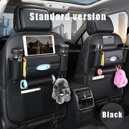 Car Rear Seat Organizer with Foldable Table, Footrest, Cup Holder, Tissue Box & Laptop Base – 2-Piece Premium Back Seat Storage Box Travel Companion
