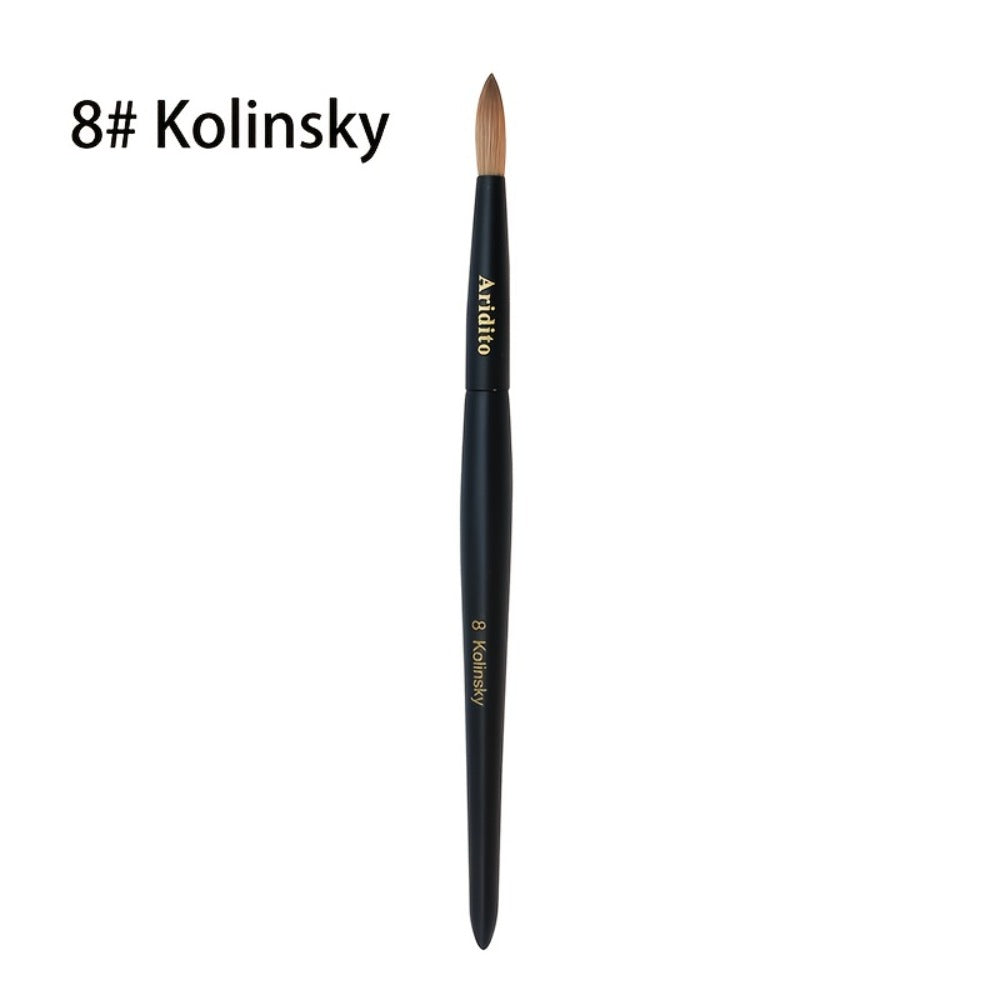 Kolinsky Nail Brush Round Head for Acrylic Extensions – Professional Black Wooden Handle Nail Art Brush with Genuine Kolinsky Hair Bristles, Sizes #8 #10 #12 #14 #16 #18 for Salon & Home Manicure Women