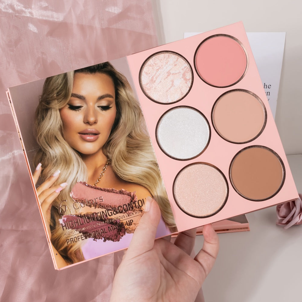 Eyeshadow Palette Book Style SHCOETY 4-in-11 Makeup Kit | 24-Color Eyeshadow + 6-Color Highlighter + 6-Color Blush + 7-Color Contour | Folding Magazine Design | All Skin Tones
