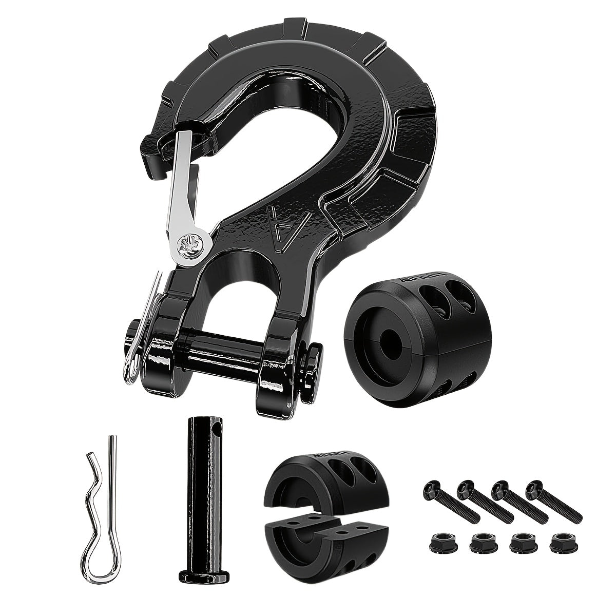 Winch Hook Forged Steel 3/8" Grade 70 Clevis Slip Hook 35,000 lbs – Spring Latch ATV UTV Jeep Truck Off-Road Recovery Towing – Red Black Green Orange