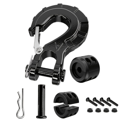 Winch Hook Forged Steel 3/8" Grade 70 Clevis Slip Hook 35,000 lbs – Spring Latch ATV UTV Jeep Truck Off-Road Recovery Towing – Red Black Green Orange