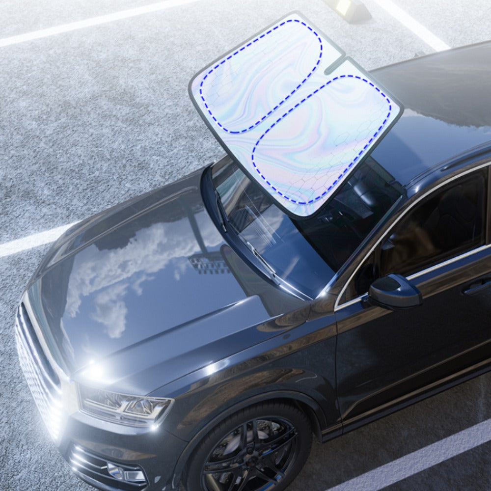 Laser Insulation Windshield Sunshade 5-Layer Thickened Front Window Heat Blocker Diamond Pattern Gold Black Fits All Vehicles Ford F150 Toyota Tundra Sienna UV Sun Protection Car Heat Shield