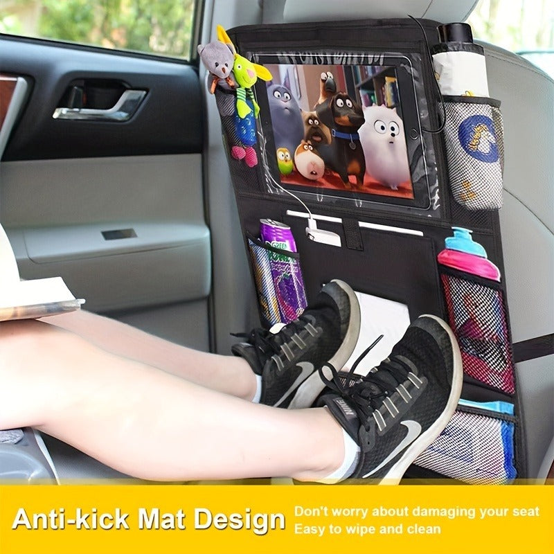 [Car Seat Storage Bag] Durable Car Seat Back Storage Bag, Foldable Storage Bag With Multiple Compartments For Tablets, Smartphones, Soda Cans & More, Ideal For Travel, Car Storage Organizer, Backseat Storage, Perfect For Room Organization