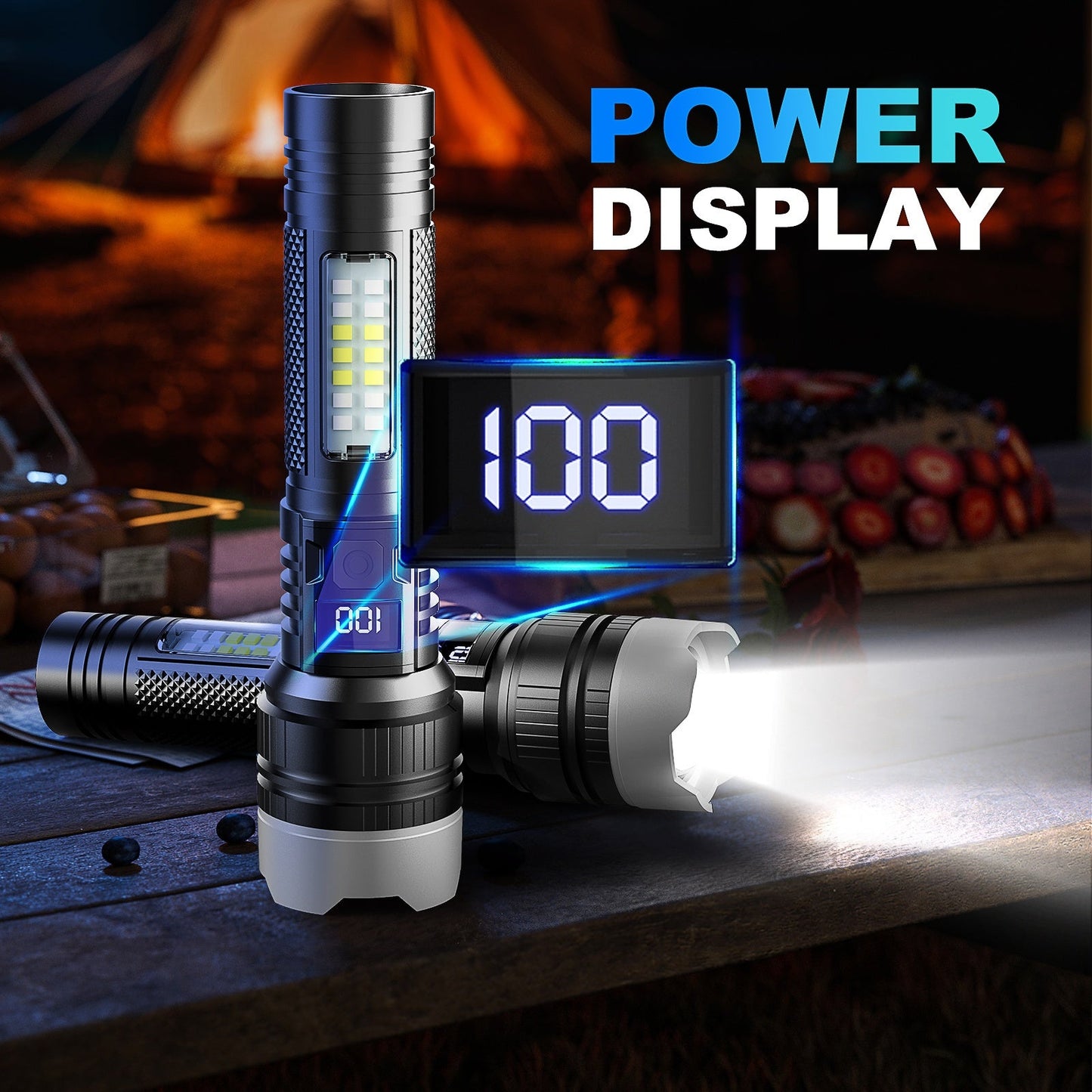 Rechargeable LED Flashlight 2000 Lumens – 2 Pack, 5 Modes, COB Side Light, 200M Beam Range, USB-C Charging, Durable ABS Torch for Camping Emergency Outdoor Use