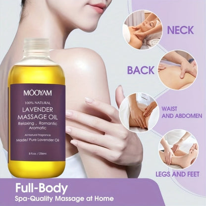 Body Massage Oil with Lavender, Nut Oil & Grapefruit - Deeply Moisturizing Aromatherapy Oil for Dry Skin, Relaxation & Nourishment, Lightweight Non-Greasy Formula for Women & Men