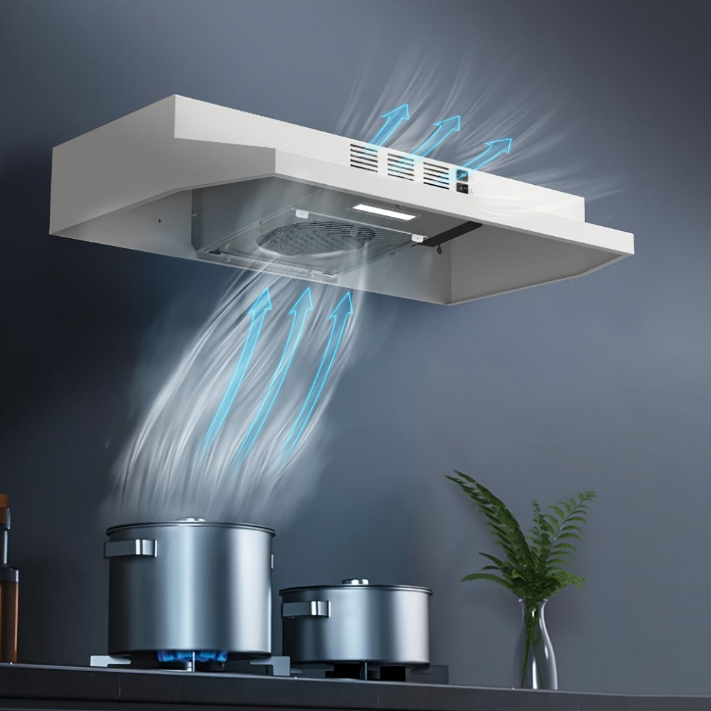 Range Hood 30 Inch Under Cabinet | Ducted & Ductless Convertible Kitchen Vent Hood with LED Light & 2-Speed Exhaust Fan, Stainless Steel – Black, White & Silver, Easy Install