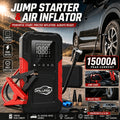 12-In-1 Car Emergency Jump Starter 15000A with Battery Charging System, Optional Air Compressor 150PSI, LED Work Light, USB Type-C Fast Charging And LCD Power Display