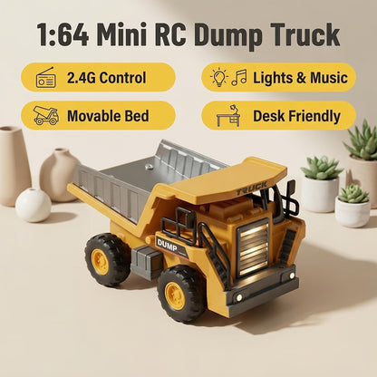 RC Construction Truck Toy 1:24 Scale Alloy Bulldozer Dump Truck & Excavator – 11-Channel Remote Control with Forward, Backward, Turning & Sound, Indoor Outdoor RC Toy Gift for Boys Girls