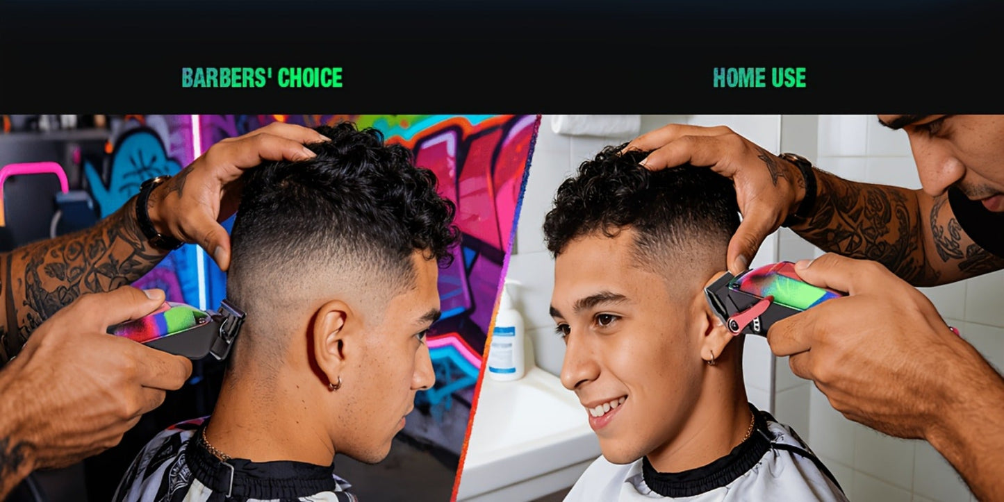 Professional Hair Clippers for Men – 7500RPM Cordless Barber Clipper Kit with Graffiti Metal Body, Zero-Gapped Adjustable Blade, 10 Color Guide Combs & Storage Bag, Fade Clipper for Home & Salon Use