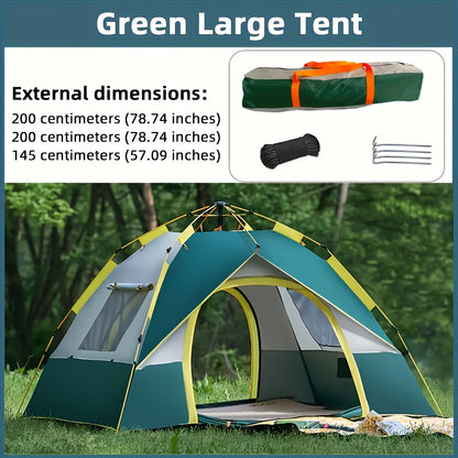 Automatic Pop-Up Camping Tent 4 Person UV Protection Insect Net Sunshade Waterproof Instant Setup Beach Park Outdoor Family Tent