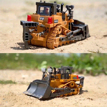RC Construction Vehicle Toy Set 2.4GHz Remote Control Excavator Bulldozer Dump Truck Loader with Alloy Head LED Lights & Sounds – Engineering Toy for Boys Girls Kids Ages 6+ Birthday Christmas Gift