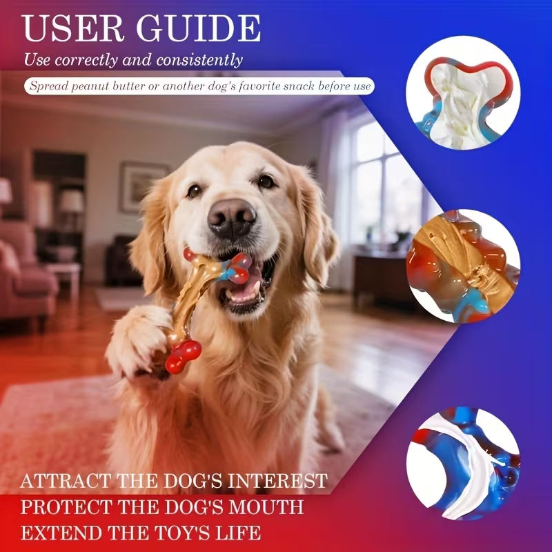 Indestructible Nylon Dog Chew Toy for Aggressive Chewers - Tough Durable Dog Teething Toys for Large Breed Dogs, Keeps Dogs Busy, Sturdy Chew Stick Bone Toy in Red, 1pc 2pcs 4pcs Value Pack