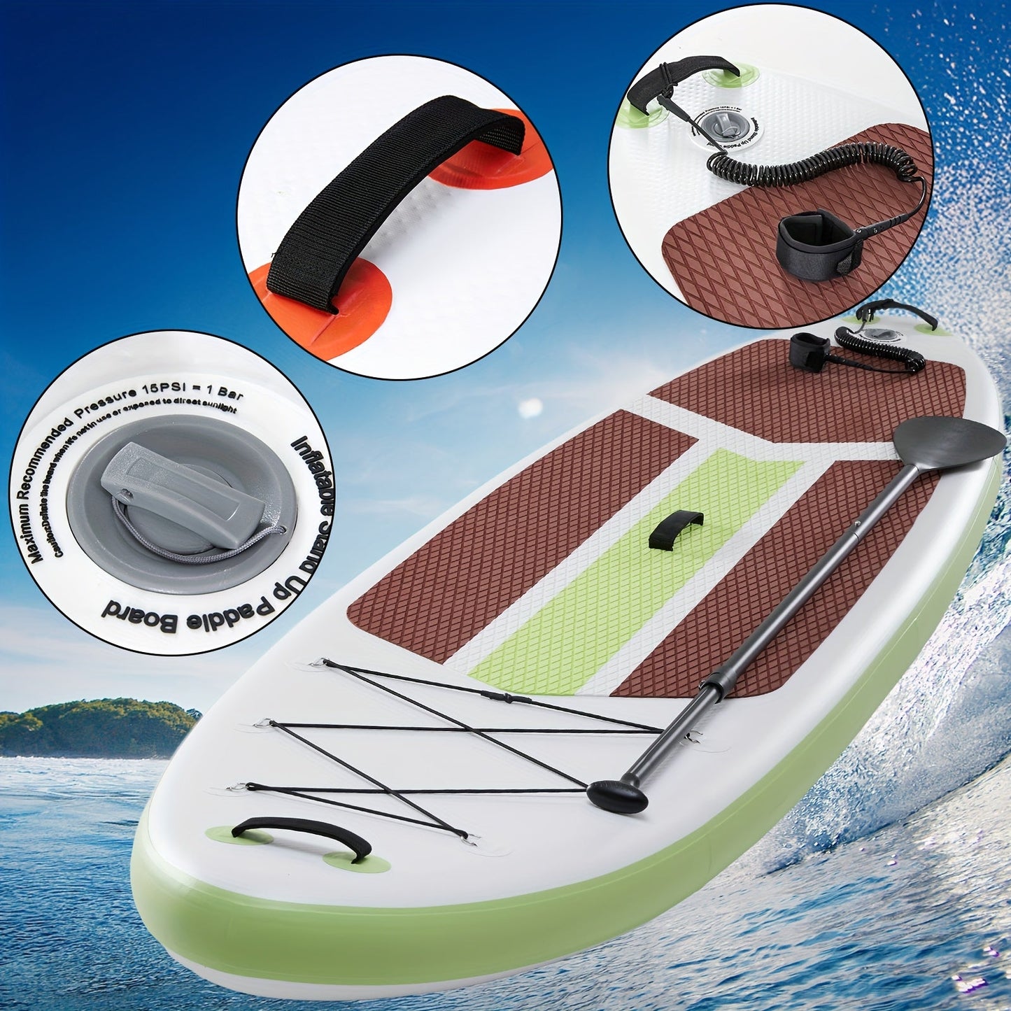 Inflatable Stand Up Paddle Board 10'6" x 32" – Non-Slip Deck iSUP with Premium Accessories | Stable & Durable Paddle Board for Fishing, Rowing, Seaside Travel & Outdoor Enthusiasts