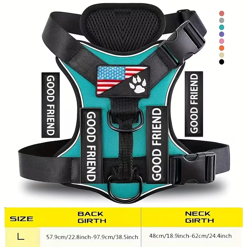 Service Dog Harness with 5 Patches – Reflective Adjustable Oxford Vest with Inner Mesh Layer, Service Dog ID System for Small Medium Large Dogs, XS–XL, 5 Colors