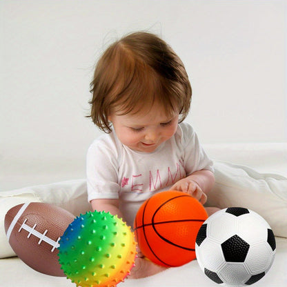 Kids Playground Ball Set 7-Pack with Air Pump – 10.6 Inch Outdoor Ball Plus 6-Inch Basketball Football Rugby, Active Play Toy for Home Yard Pool Classroom Park, Birthday Party Gift for Children Ages 4+