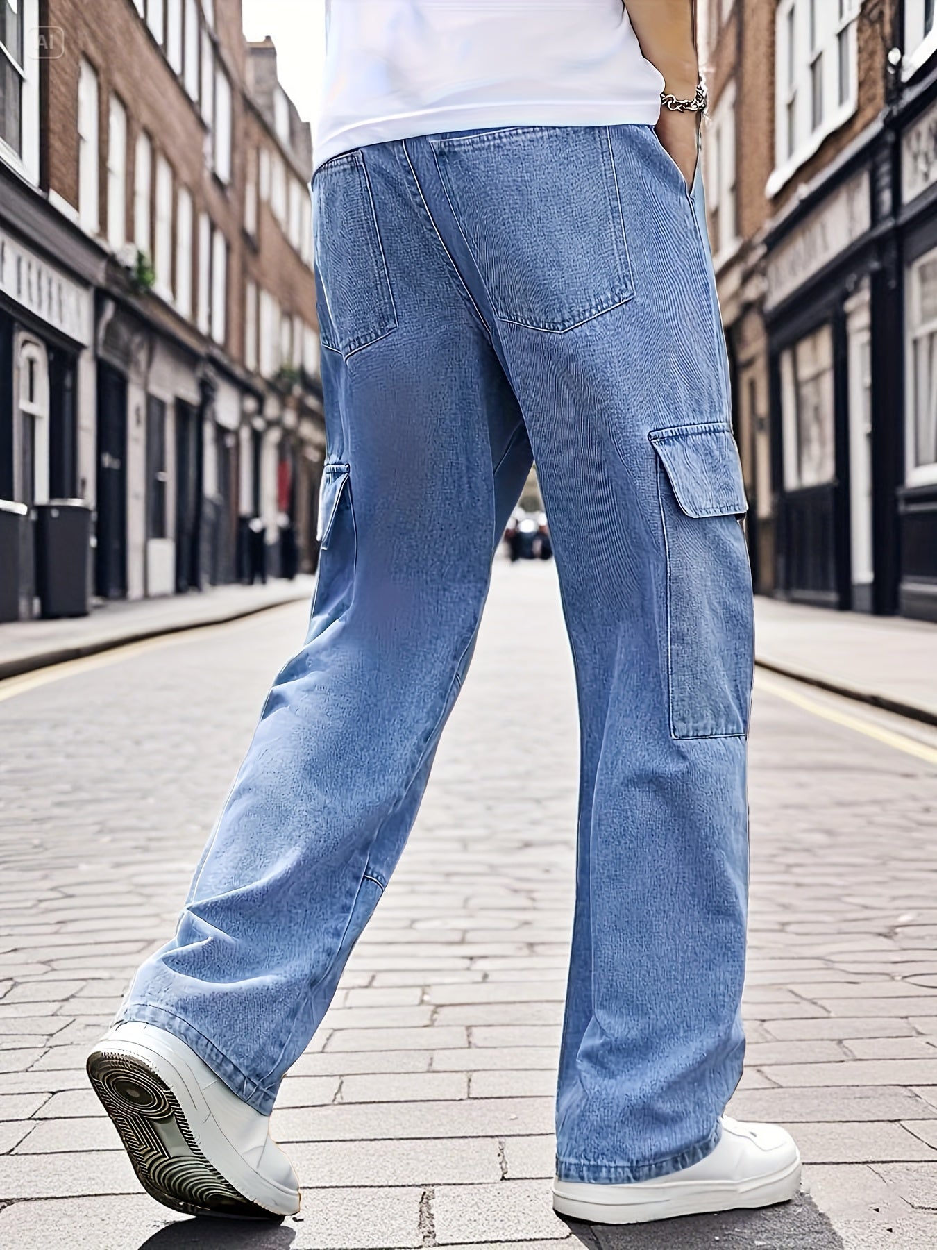 Men's Cargo Pants - Pocket Detail Wide Leg