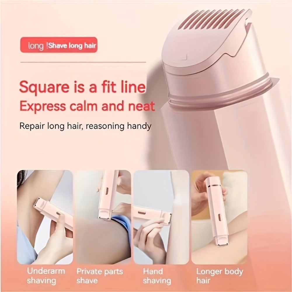 Bikini Trimmer Electric 2-in-1 Rechargeable Dual-Head Face Shaver for Women - Stainless Steel Blade USB Cordless Hair Remover for Bikini Line Face Arms Thighs Body Portable Gift