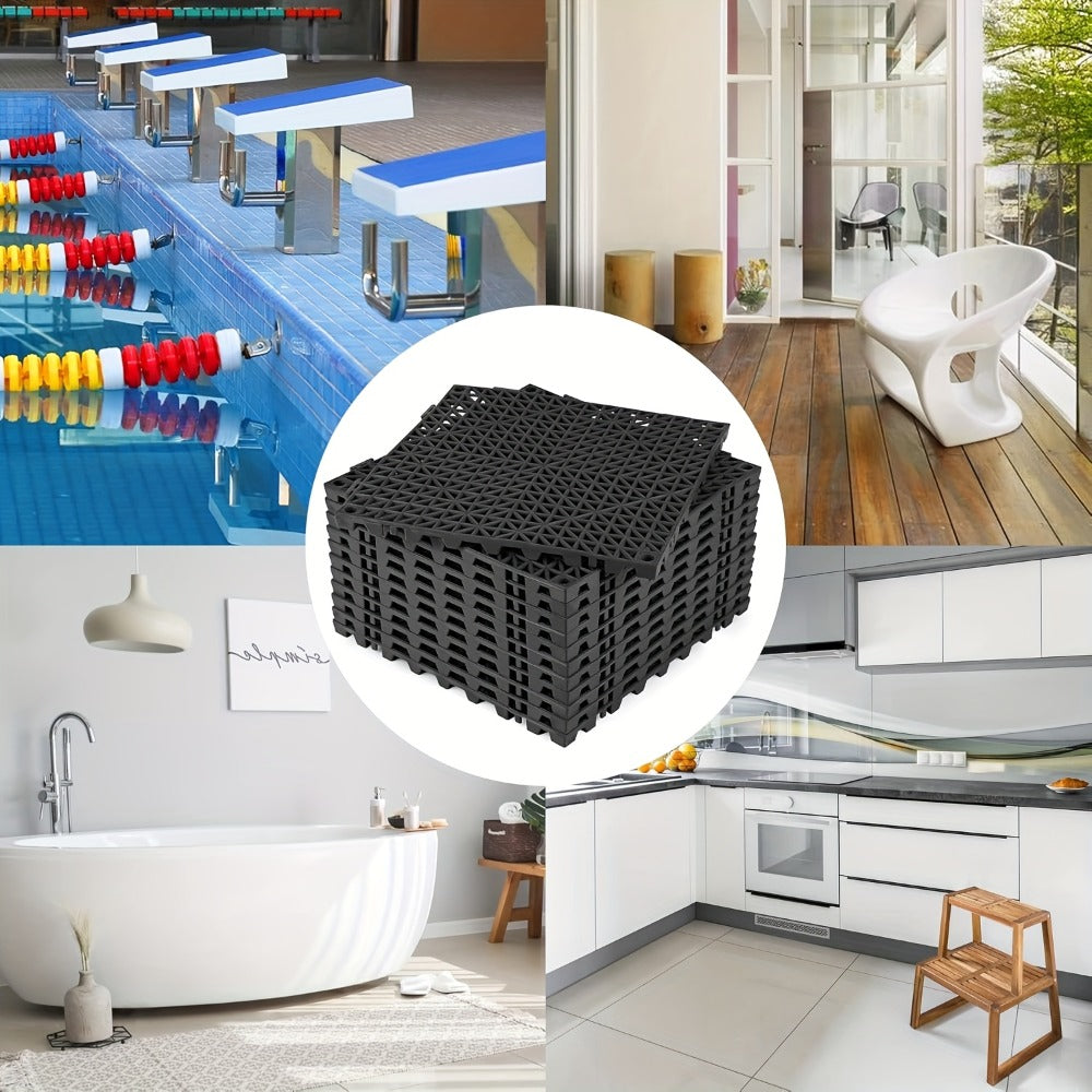 Interlocking Garage Floor Tiles 20-Pack - 16"x16" Drainage Floor Mat, Non-Slip PP Tiles for Garage, Car Wash, Basement & Pool | 41.3 Sq Ft Coverage