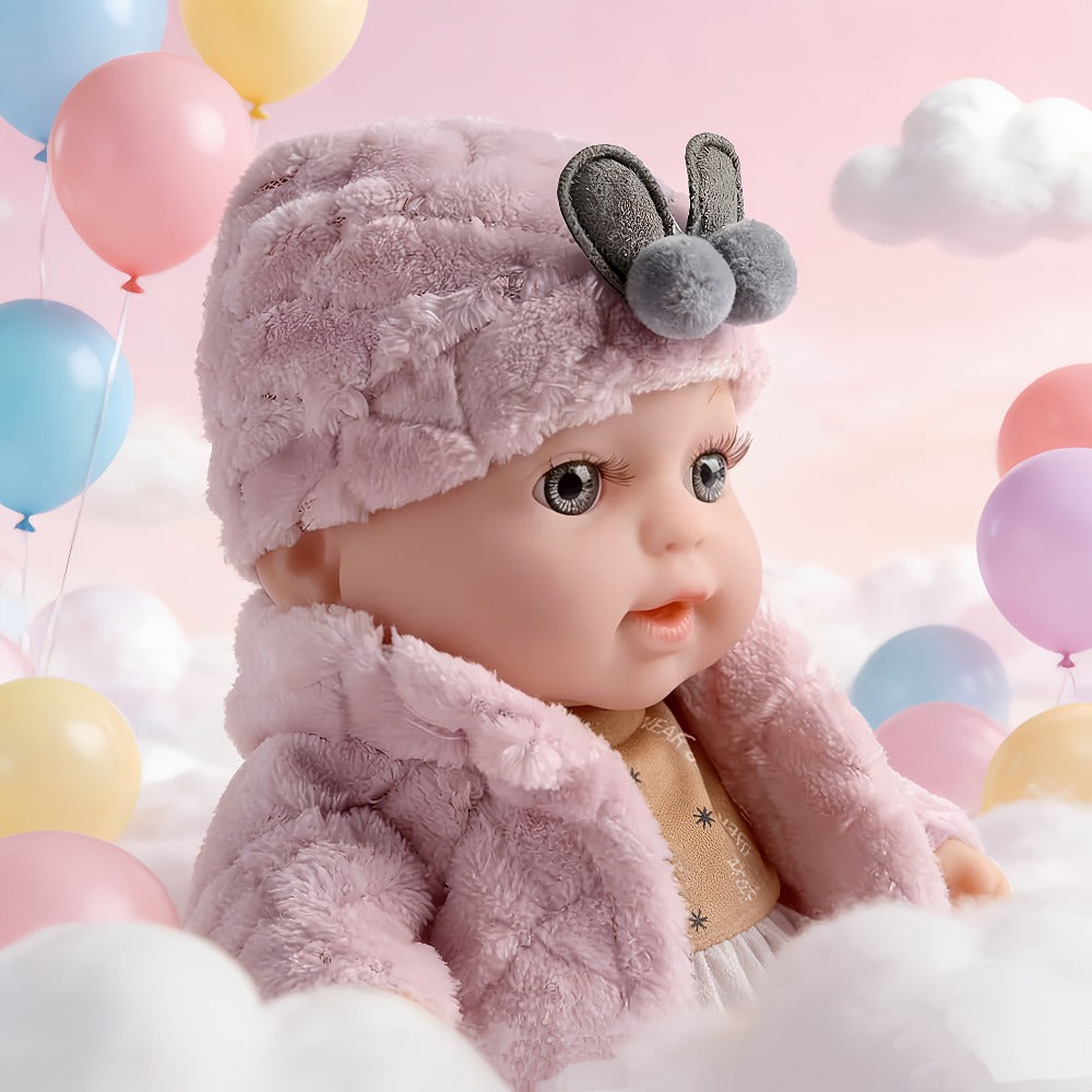 Reborn Baby Doll 12 Inch Lifelike Soft Newborn with Hat Socks & Pacifier Set – Realistic Pink Plush Silicone-Feel Doll Gift for Girls Kids Toddlers Birthday Christmas Valentine's Day Ages 3+