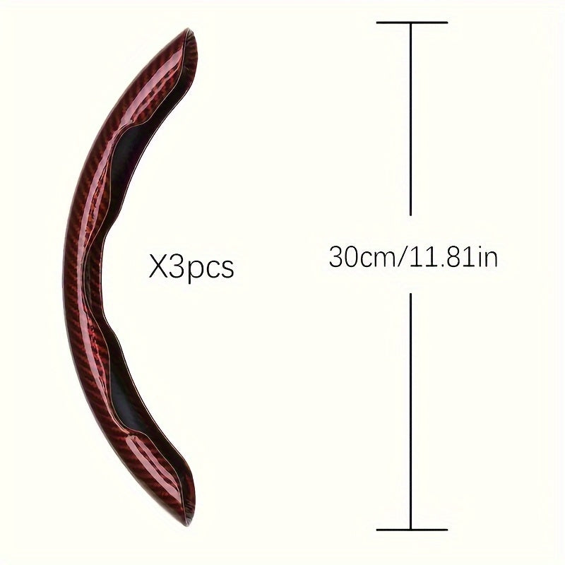 3pcs Carbon Fiber Car Steering Wheel Cover Anti-Skid Segmented Steering Wheel Protector Universal Carbon Fiber Steering Wheel Cover High-Grip ABS Resin Snap-On Design No Inner Circle Sleek Automotive Steering Wheel Protection