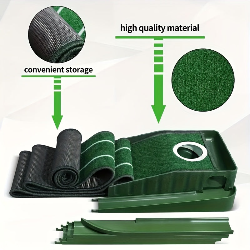 Golf Putting Mat with Automatic Ball Return – 3/5/7 ft Indoor Outdoor Putting Green | Professional Practice Turf with Ball Collector & Putting Track | Golf Training Aid for Skill Improvement