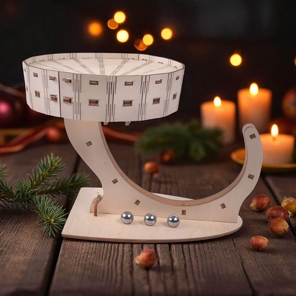 Perpetual Motion Machine Puzzle Kit 3D Wooden – Metal Ball Kinetic Sculpture, Mechanical Brain Teaser STEM Model, Unique Birthday Christmas Gift for Adults Teens Men Women Engineers