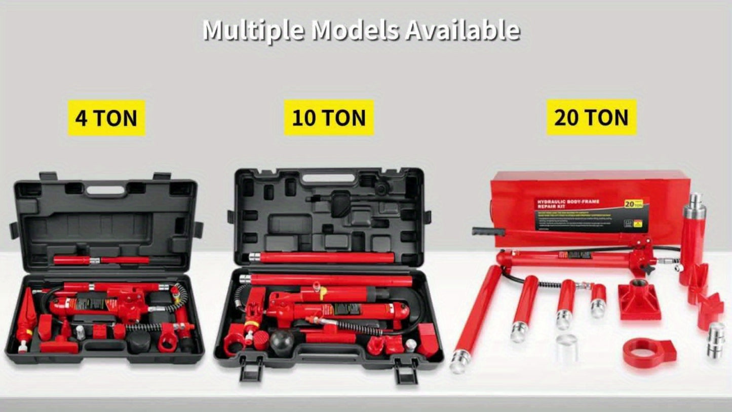 Porta Power Hydraulic Jack Kit 4 / 10 / 20 Ton, High Carbon Steel Body Repair Ram Set for Pulling Pushing Lifting Bending Straightening, Auto Overload Protection, Cars Trucks Farm Equipment, with Case