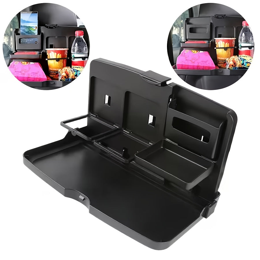 1pc a Versatile And Collapsible Tray for The Back Seat of a Car - a Robust Storage Organizer Featuring a Cup Holder And a Slot for a Phone - Ideal for Suvs, Sedans, And Compact Minivans - a Portable Table And Laptop Desk for Passengers in The Rear
