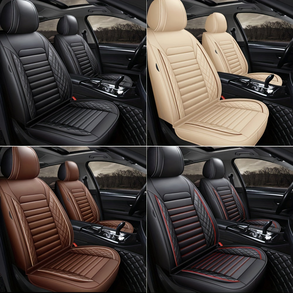 5 Seat Premium Faux Leather Car Seat Cover Full Set Universal Waterproof Front Rear Cushion Protector Interior Decor 4 Season Use for Most Sedan Pickup Trucks Hatchbacks Suv Crossovers