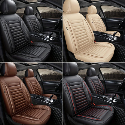 5 Seat Premium Faux Leather Car Seat Cover Full Set Universal Waterproof Front Rear Cushion Protector Interior Decor 4 Season Use for Most Sedan Pickup Trucks Hatchbacks Suv Crossovers