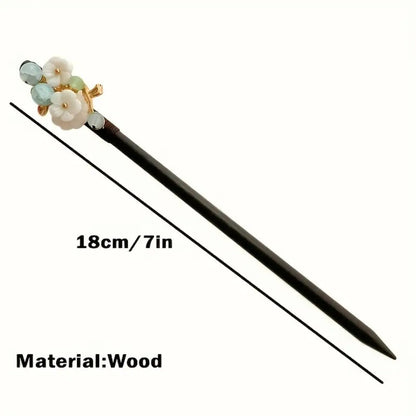 Wooden Hairpins for Women 5 Pack – Retro Flower Hair Pins Minimalist Boho Hair Accessories for Updos Buns Chignons Braids Daily Styling Gift Set 5 Mixed Colors Natural Wood