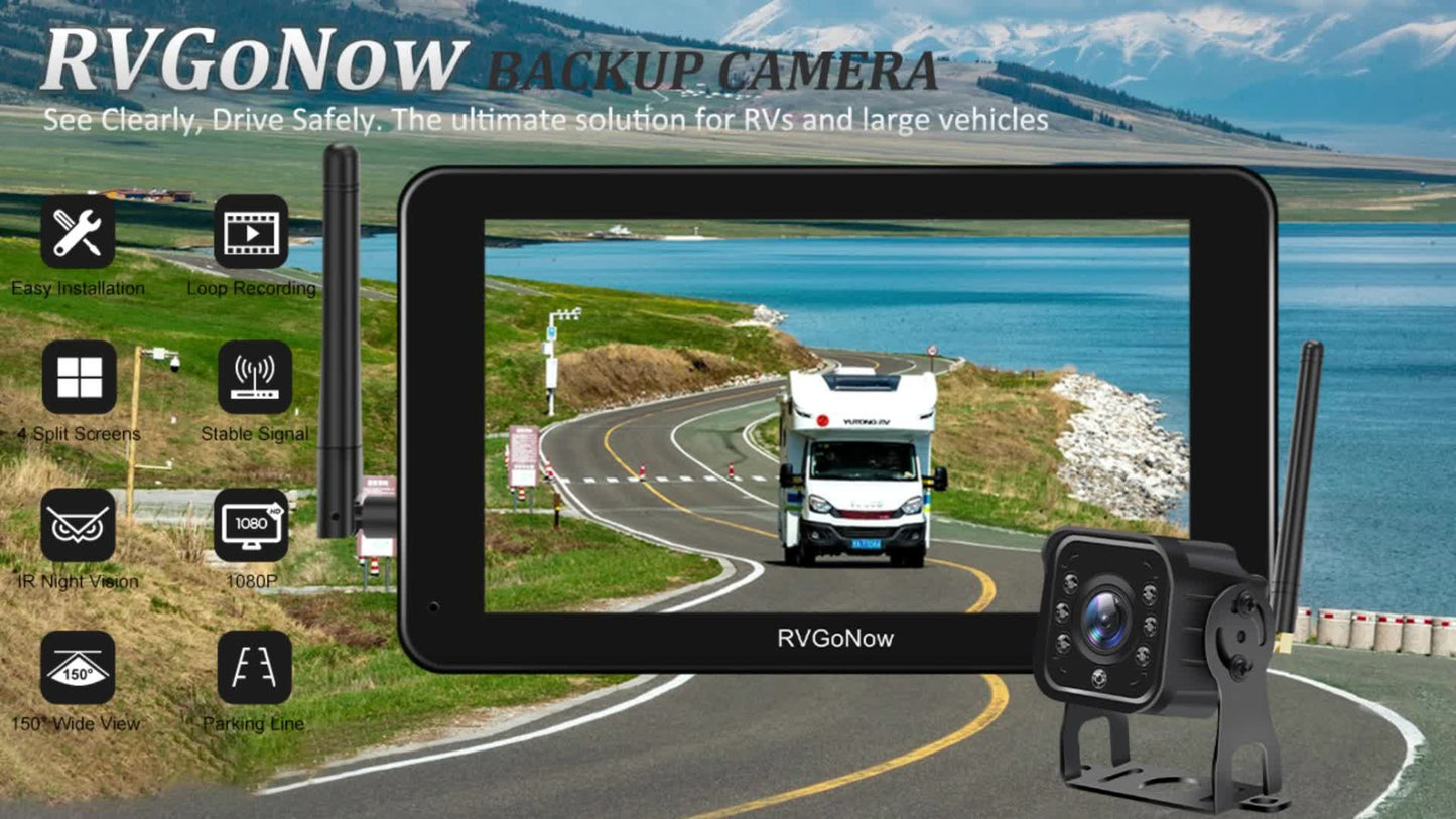 RV Backup Camera Wireless System – 7" HD 1080P Touchscreen Monitor, Night Vision, BSD Blind Spot Detection, 4-Channel, Furrion Compatible, Plug & Play for Trailer Truck Camper Motorhome