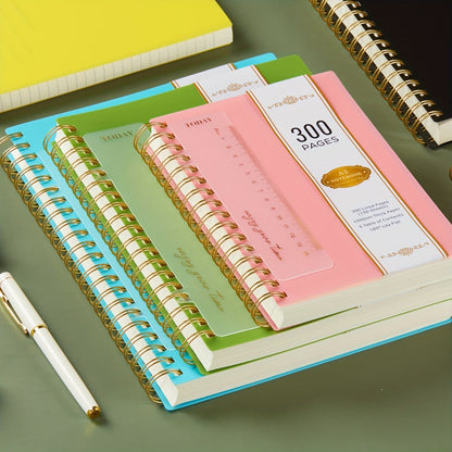 Large Spiral Notebook 300 Pages Hardcover – 8.5x11 A4 College Ruled 100GSM Lined Paper PVC Waterproof Cover for Work School Travel Women Men Purple Pink Blue Black Yellow Green