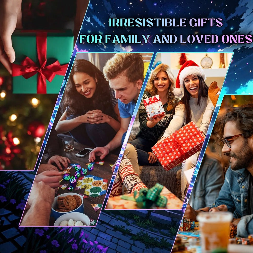 LED Dice Set 7pcs Wireless Rechargeable Light Up – Colorful Glowing Polyhedral Dice with Charging Box, D4 D6 D8 D10 D12 D20 for DnD RPG Tabletop Games, Gamer Gift Halloween Christmas Birthday
