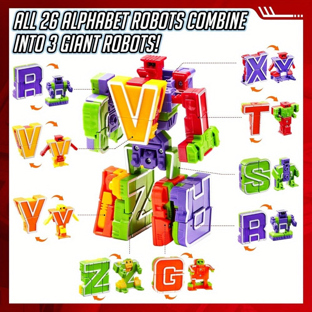 Alphabet Robot Toys for Kids Alphabots ABC Learning Letter Transform Robots – STEM Educational Toy for Boys & Girls Ages 3-8, Classroom Prizes, Treasure Box Rewards, Christmas & Birthday Gifts