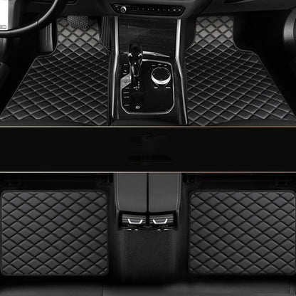 Luxury PU Leather Car Floor Mats 4-Piece & 5-Piece Set – Universal Non-Slip Wear-Resistant Full Coverage Front & Rear Row Auto Floor Mat for Most Vehicle Models (Red / Beige / Brown)